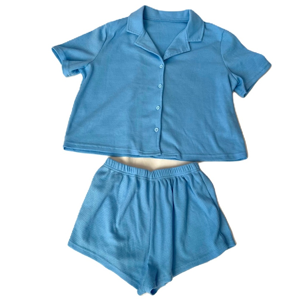 Shorts Pajama Set Light Blue Size M